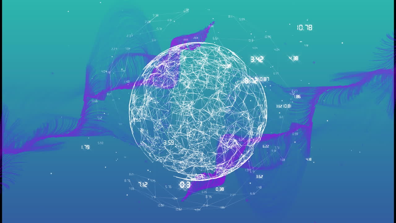 Animation of globe with connections and numbers