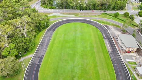 aerial footage of a suburban track and surroundings