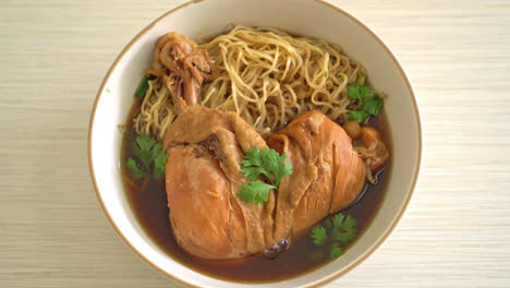 Noodles-with-Braised-Chicken-in-Brown-Soup-Bowl---Asian-food-style