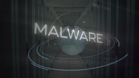 Animación-Del-Procesamiento-De-Datos-Y-Texto-De-Malware-En-La-Placa-Base-Y-Los-Servidores-De-La-Computadora