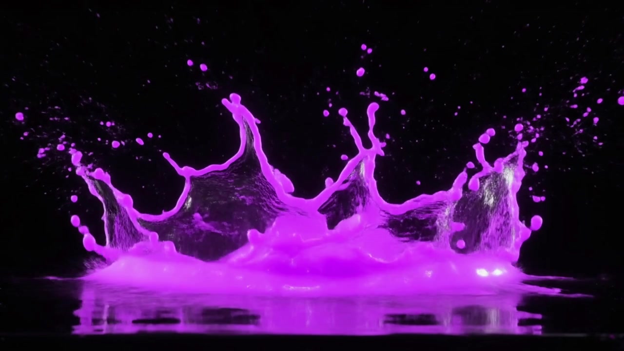 Violetti nestekruunuroiske mustalla taustalla