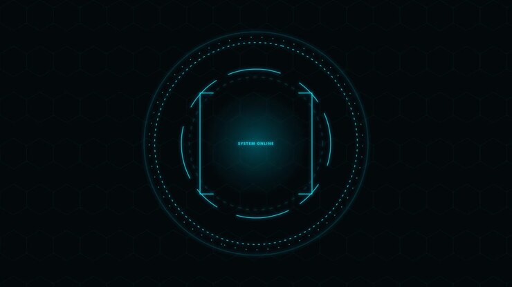 Futuristic Digital HUD Interface with System Online Text