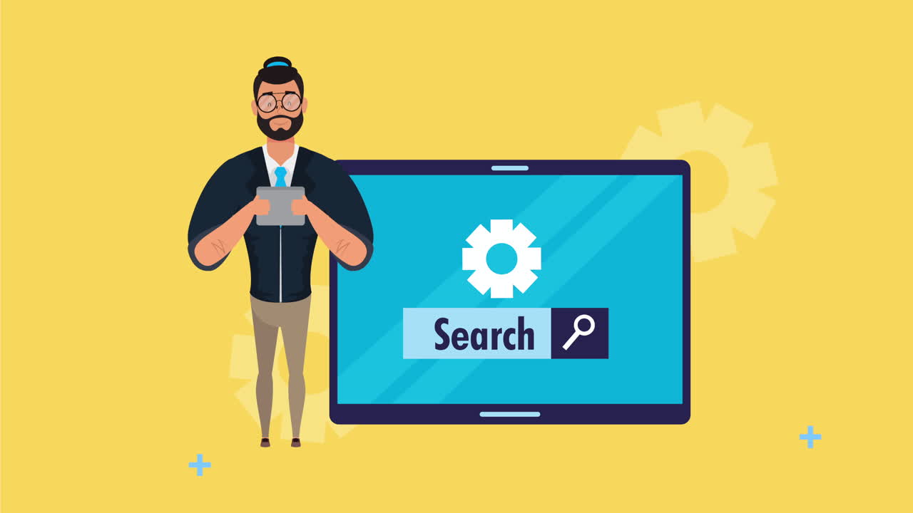 man and tablet with search engine optimization