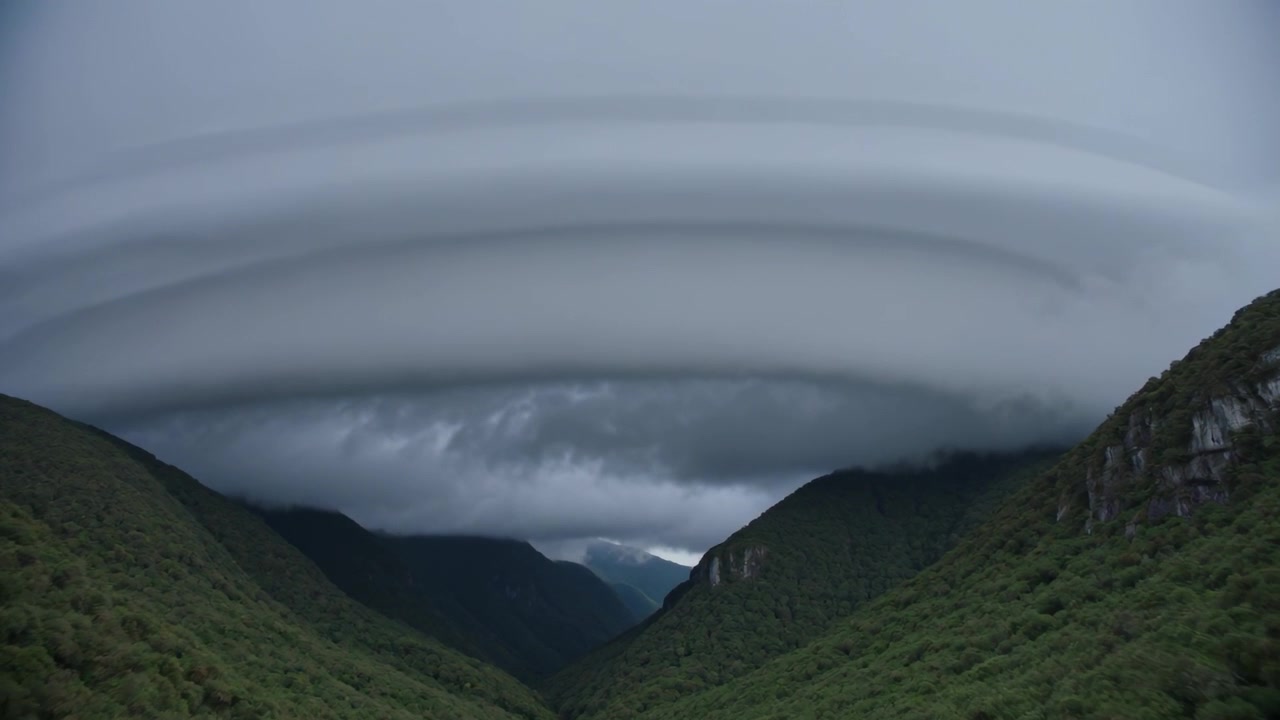 Linseformede bånd dannes af vind i højden og sænker sig til højdedrag over dalen, hvilket afslører et turbulent lag.