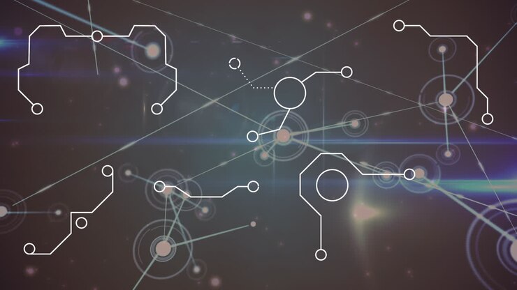 Animation of network of connections on black background