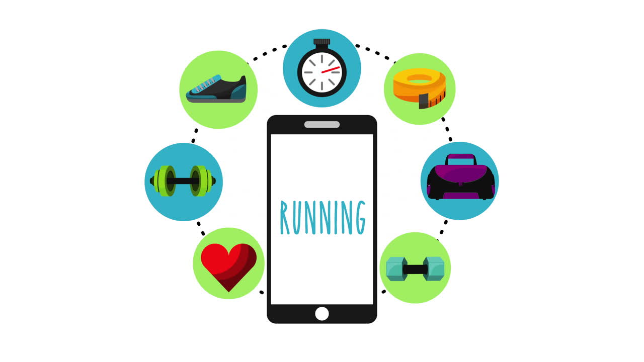 estilo de vida saludable con animación de teléfonos inteligentes