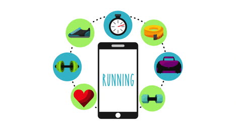 healthy lifestyle with smartphone animation