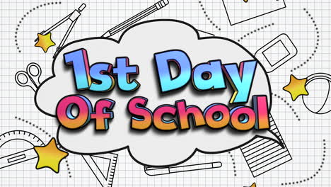 1st day of school with school elements on paper