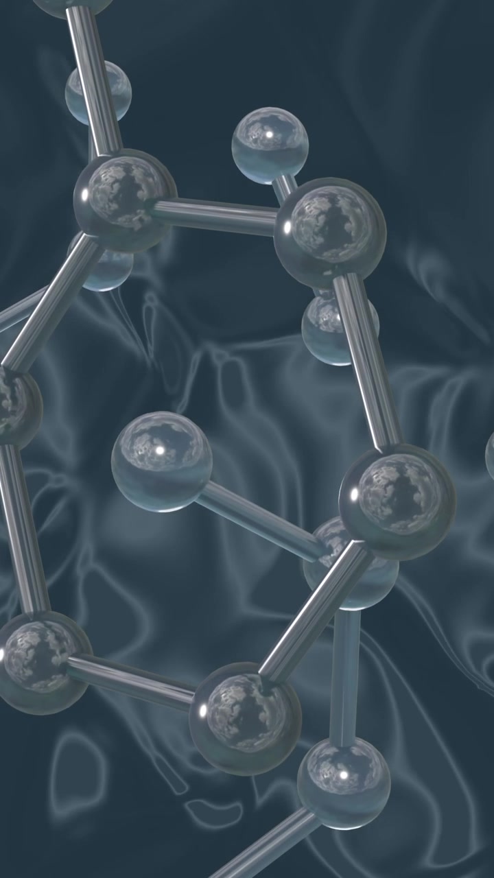 Animation of 3d micro of molecules on grey background