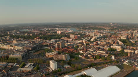 circling aerial shot over southampton town centre
