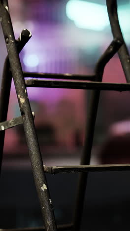 close-up of an old metal ladder