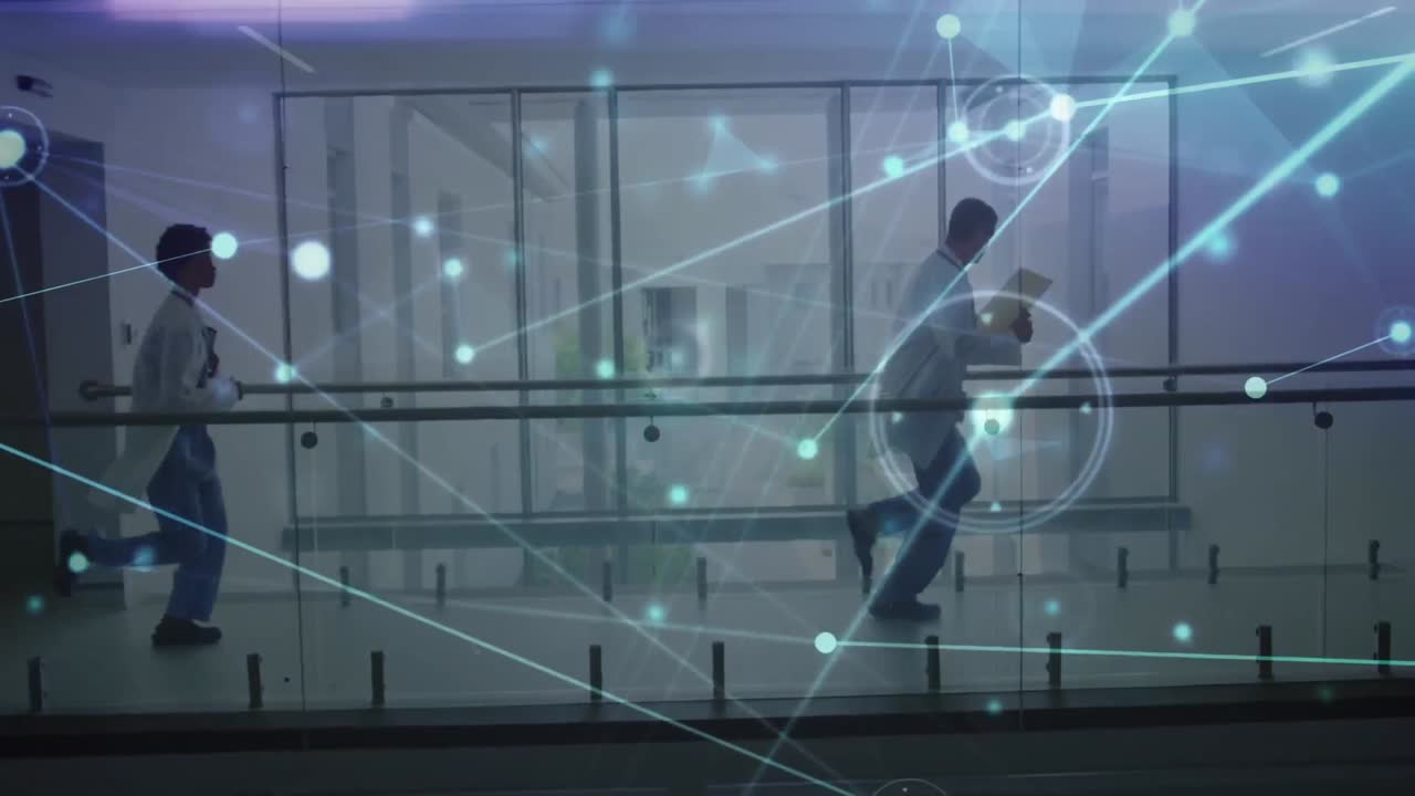 animación de redes de conexiones entre diversos médicos en el hospital