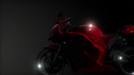 Moto-Sport-Bike-En-Estudio-Oscuro-Con-Luces-Brillantes