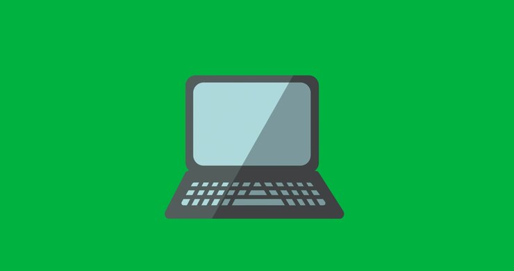 Animazione digitale di un'icona di laptop su sfondo nero.