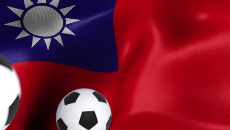 bandera de taiwán con pelotas de fútbol