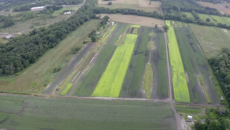 Drone over rural fields in Orange County New York