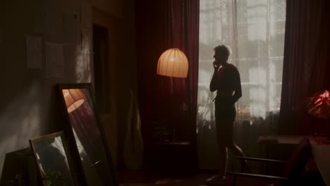 woman in a retro interior