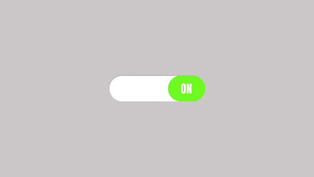 Toggle switch ON OFF animation isolated on grey background