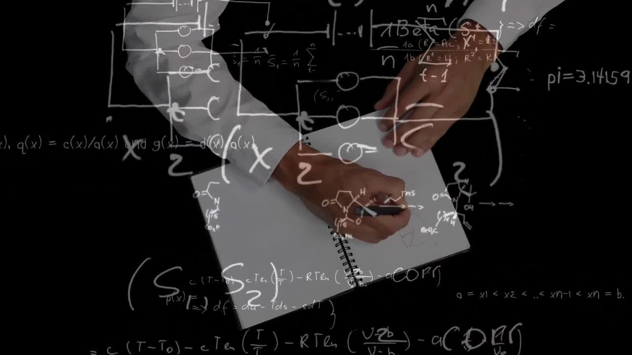 ecuaciones matemáticas sobre el dibujo del hombre.