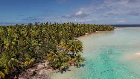 beautiful aerial drone shot of a beautiful little island in the tropical lagoon of fakarava