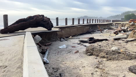 damage at seacliff pier beach in storms in january 2023 in california