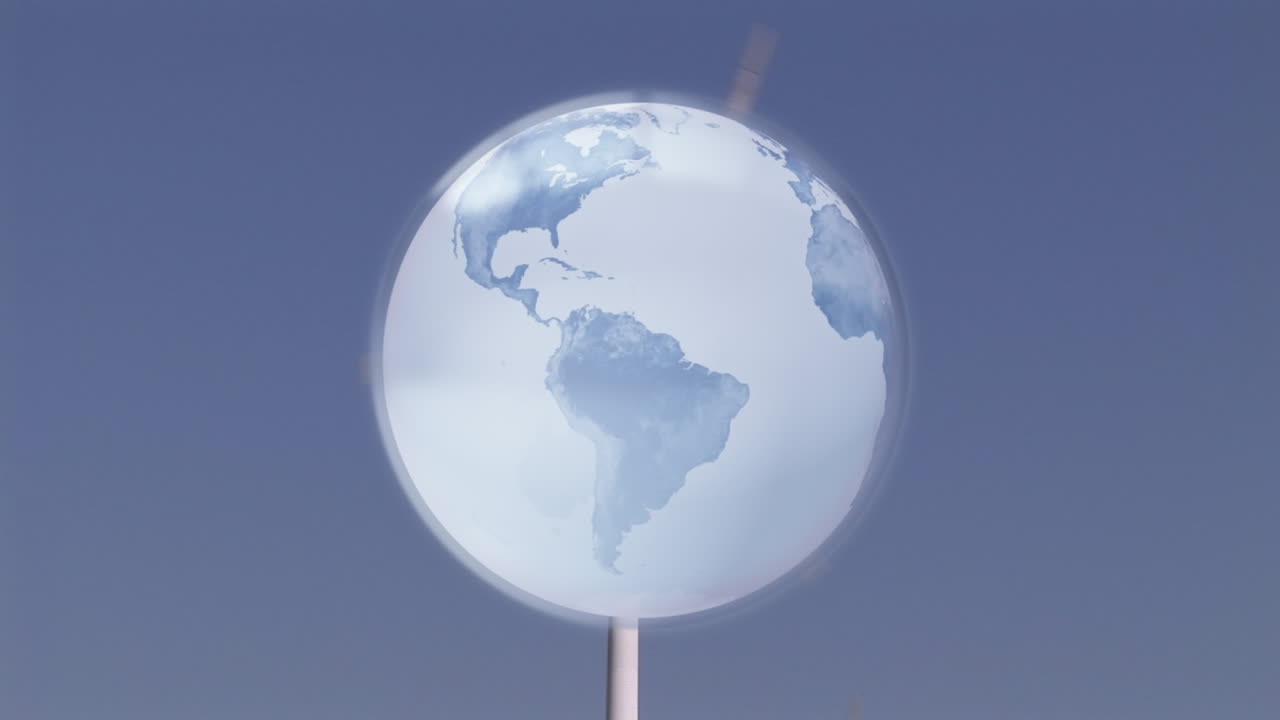 animación del globo sobre la turbina eólica
