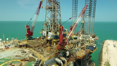 aerial view of a mexican oil platform.