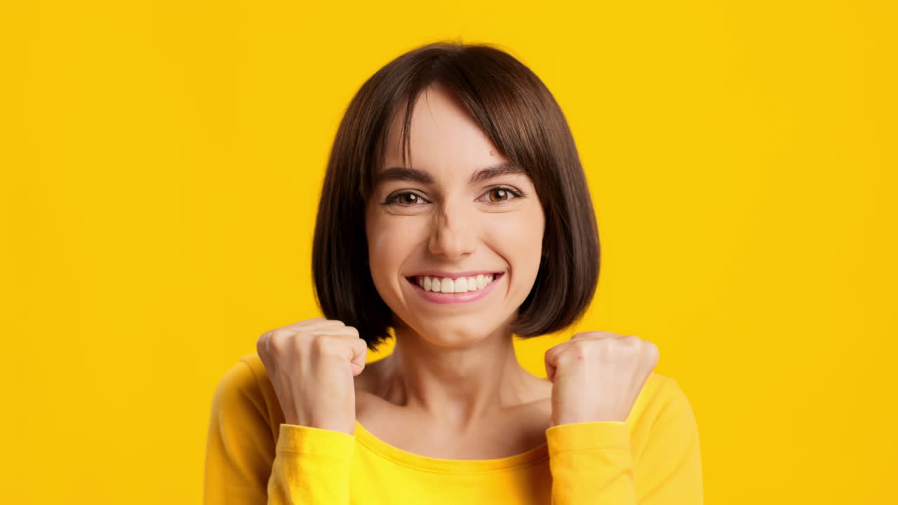 mujer feliz celebrando