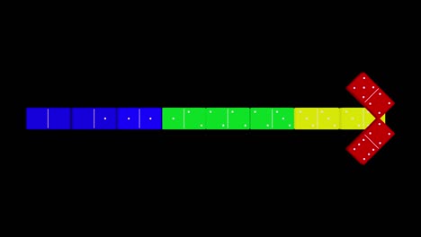 conjunto de coloridas flechas de dominó en un fondo transparente de 4k.