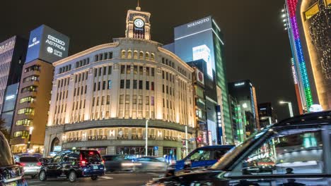 time lapse of ginza shopping district during the christmas holidays, tokyo, japan