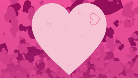 formas de corazón rosado y animación de burbujas flotando sobre un fondo rosado