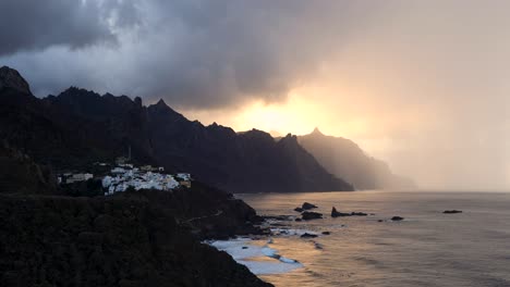 sunset at benijo beach on tenerife - canary islands