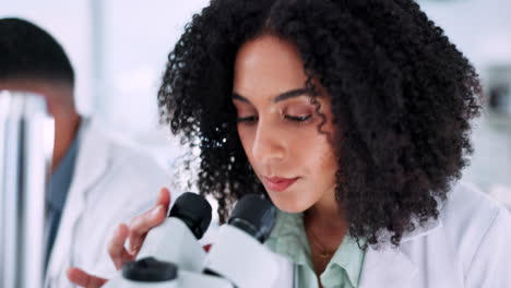 scientist, tablet and microscope for laboratory