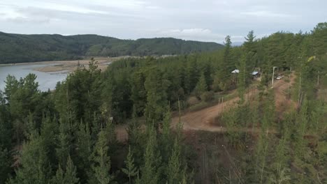drone footage over vichuquen lake chile