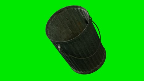 metal-trash-bin-on-green-chromakey-background