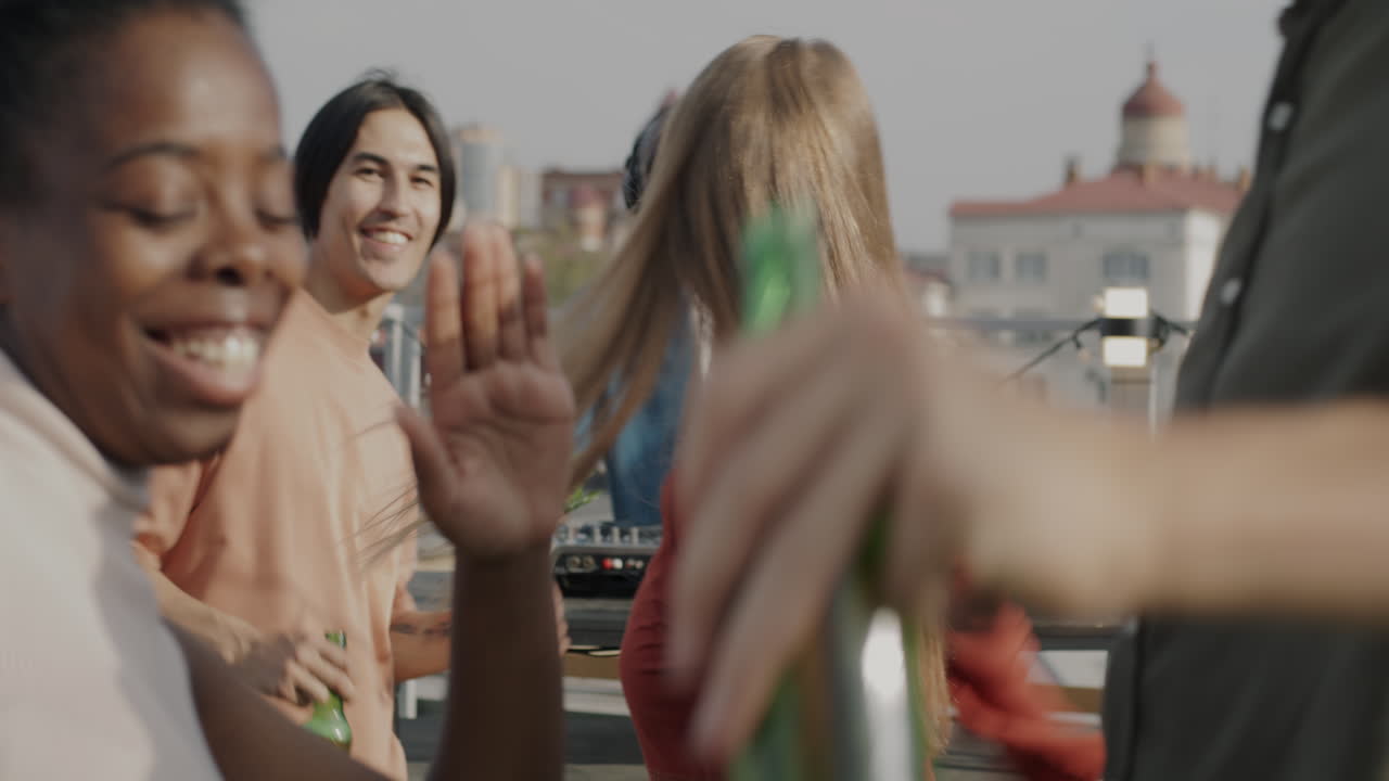 Friends Dancing on Rooftop