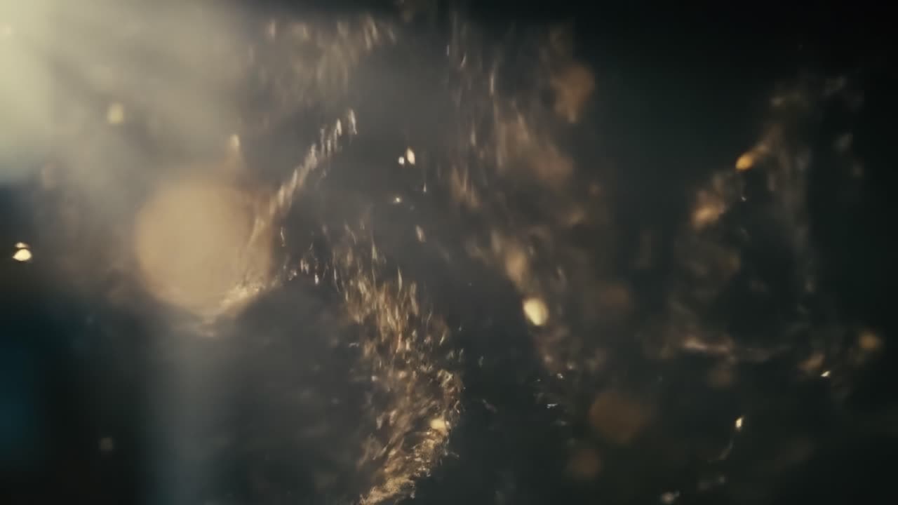 Golden particles swirl in a beam of sunlight, creating a breathtaking spectacle filled with movement and beauty. This visual feast captures the interplay of light and shimmering dust.