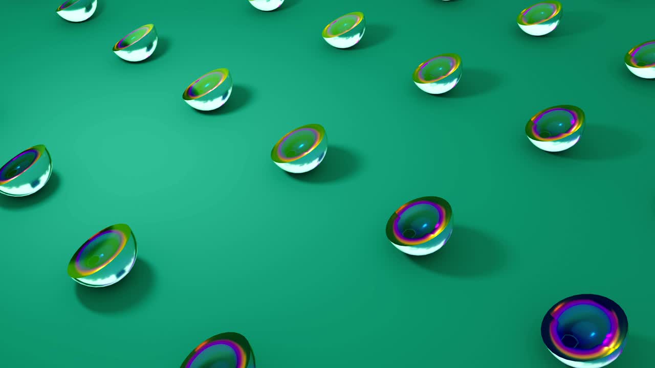 3d 회전 유리 모양으로 잘라진 공의 세트 4k 원활한 루프 애니메이션 영상.