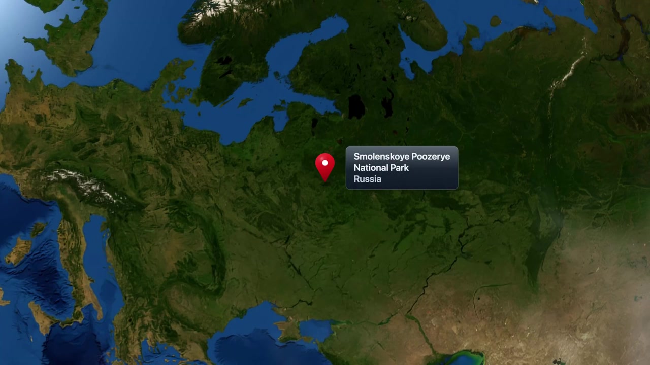 Satellite Zoom into Smolenskoye Poozerye National Park in Russia