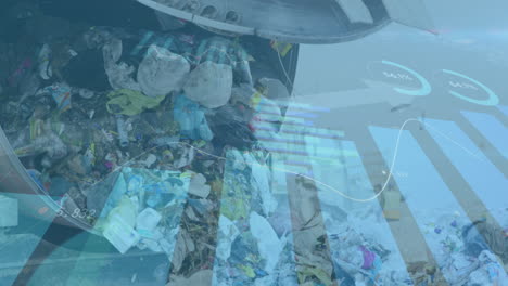 animación del procesamiento de datos financieros sobre un vertedero de basura