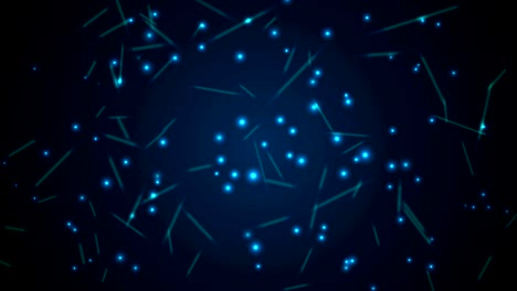 partículas de neón azul oscuro y líneas animación de video