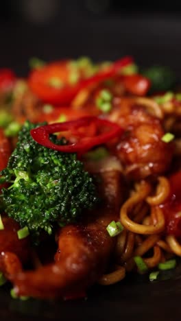 delicious chicken stir-fry with noodles and vegetables