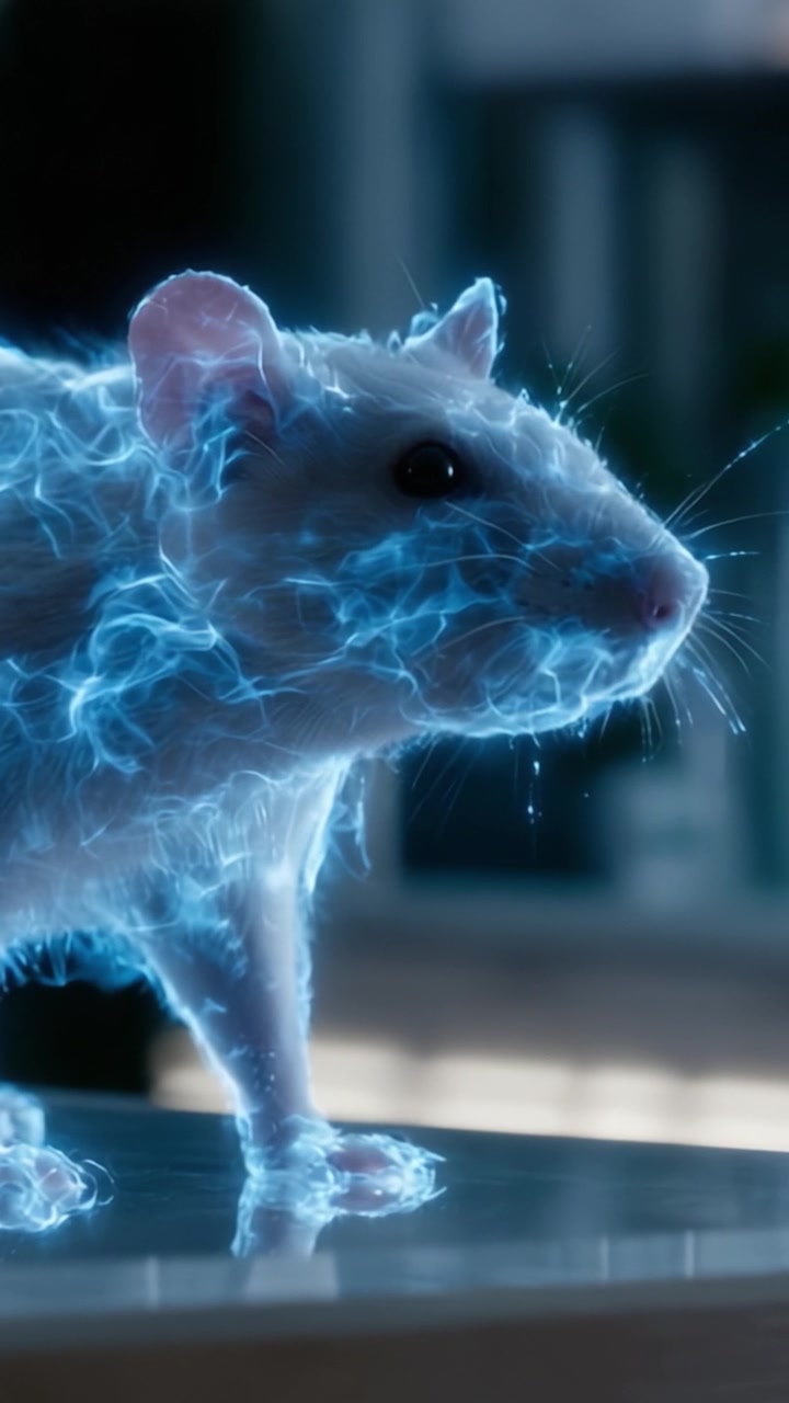 Un topo elettrico luminoso ispira meraviglia in una trasformazione visiva accattivante, mostrando energia vibrante e la fusione di biologia con elementi fantasy.