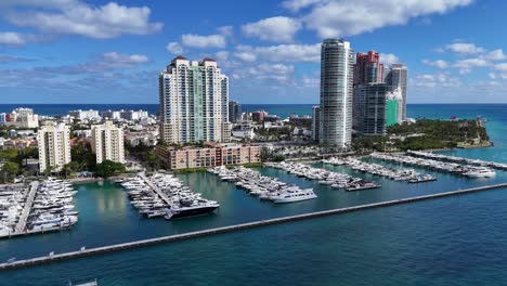 view from above of the seafront of miami miami yachts view from above of the seafront of miami miami skyscrapers against the background of a clear sky and the ocean