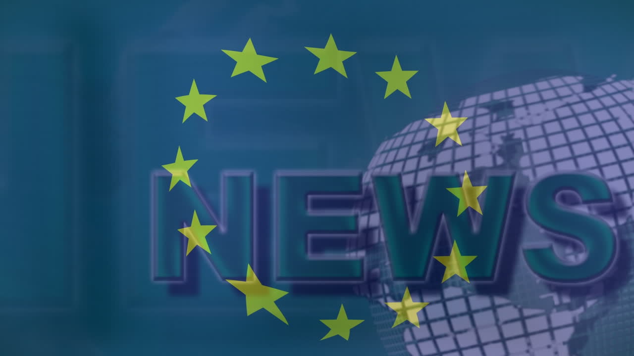 animación del globo y noticias sobre la bandera de la unión europea