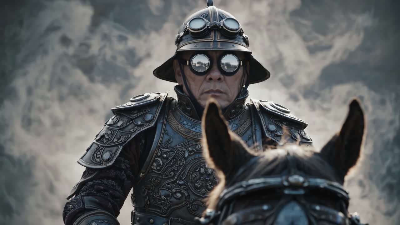 Steampunk Warrior on Horseback