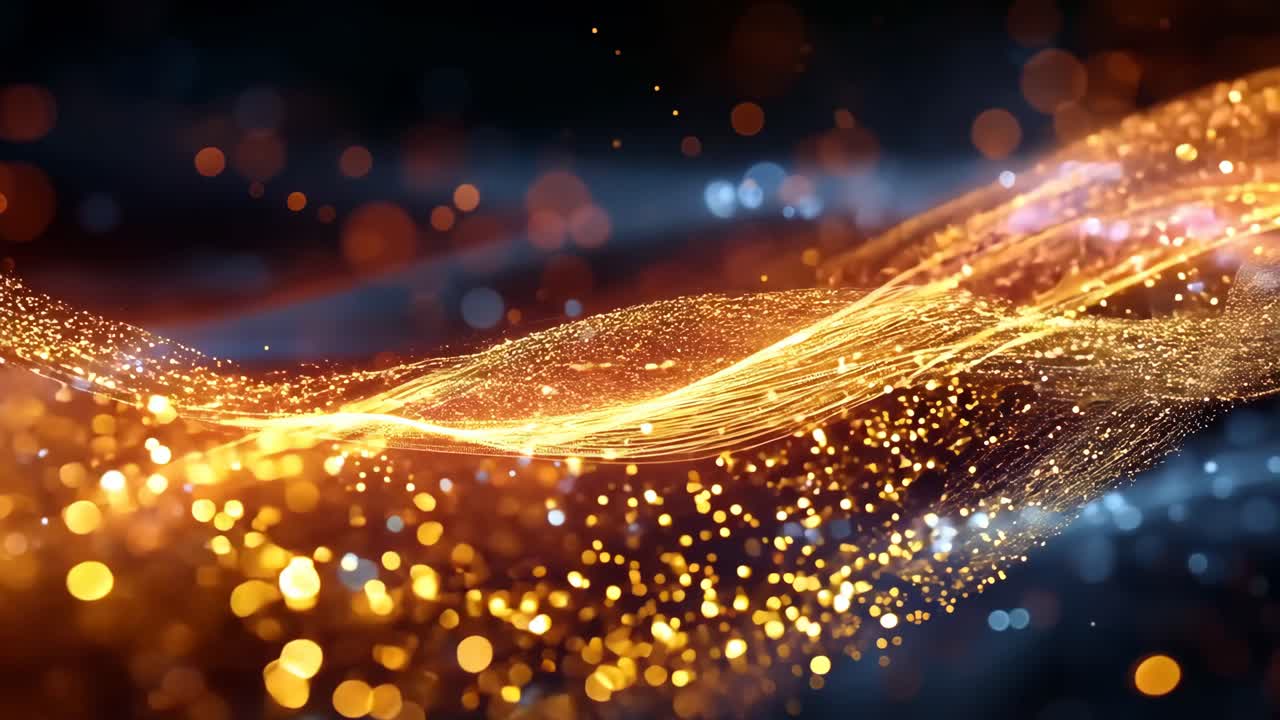 A bright orange line of sparkles with a blue background. The sparkles are scattered all over the image, creating a sense of movement and energy. The orange and blue colors contrast each other
