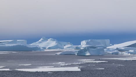 variety of icebergs and sea ice in antarctica