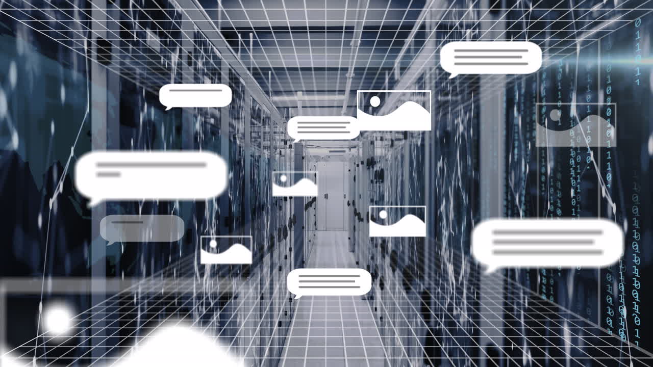 animación de un texto y procesamiento de datos a través de servidores informáticos