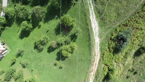 vista aérea verde del teleférico